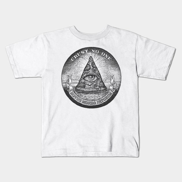 Illuminati Pizza Slice - White Kids T-Shirt by Roberto Jaras Lira